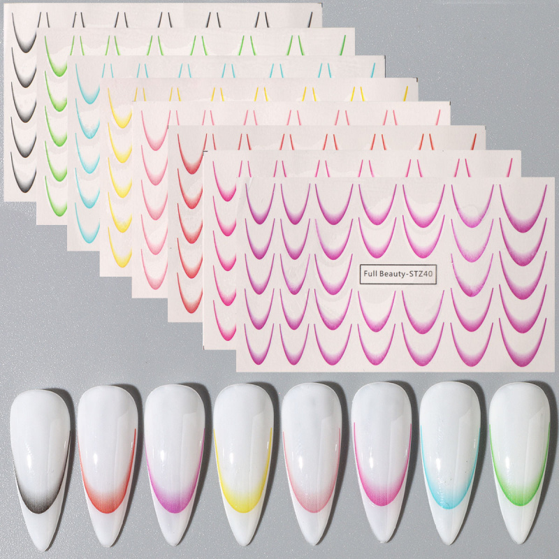 Waterslide Decal Paper - 8 buah gradien seni kuku Perancis