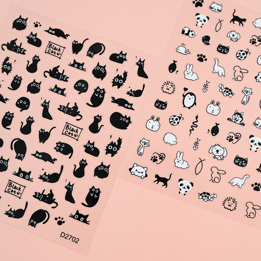6/12 Buah Stiker Kucing Hitam  - Waterslide Decal Paper ulasan dan harga