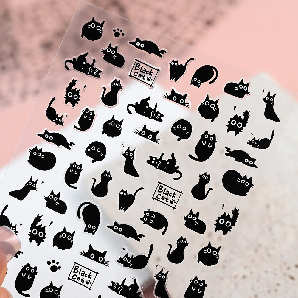 6/12 Buah Stiker Kucing Hitam  - Waterslide Decal Paper ulasan dan harga