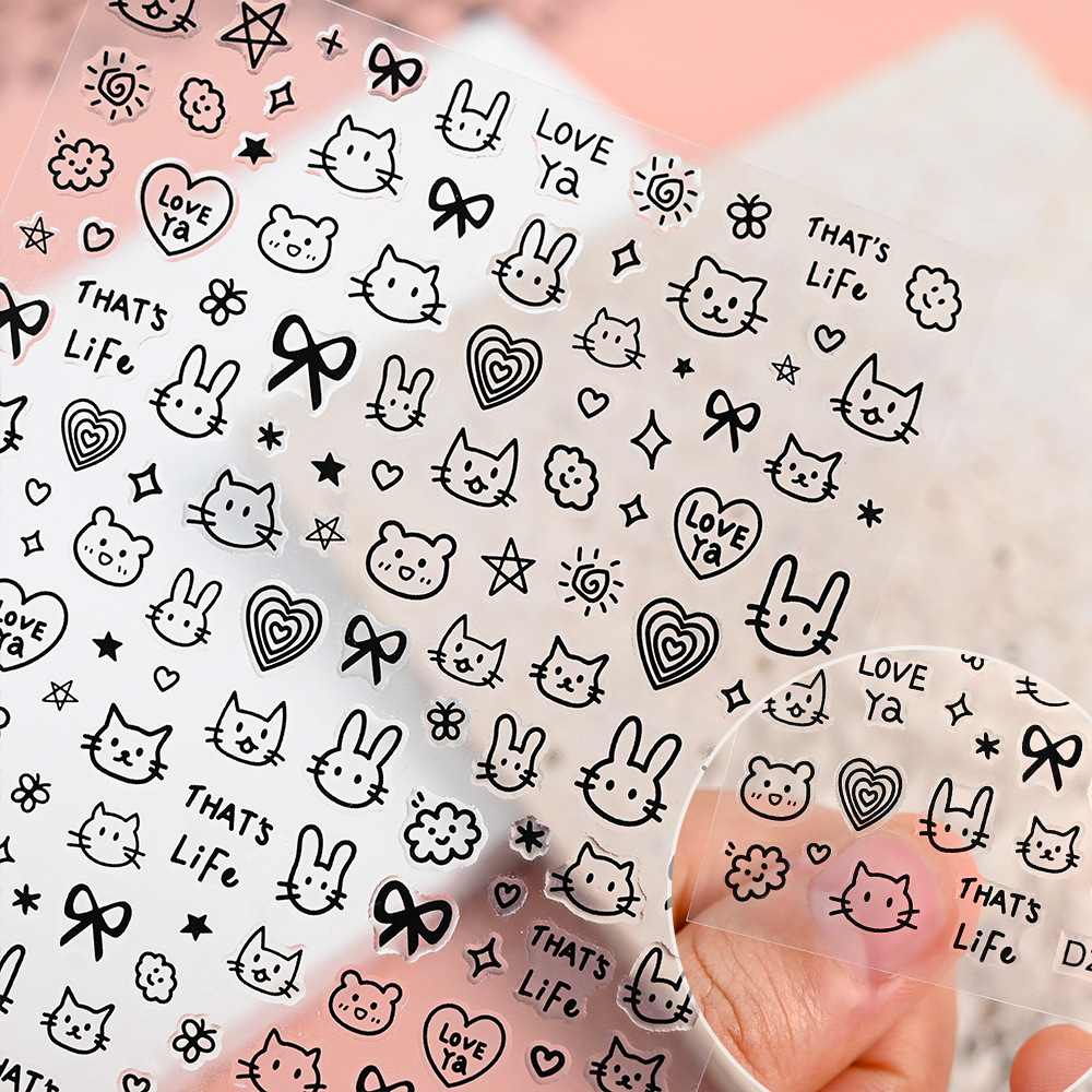 6/12 Buah Stiker Kucing Hitam  - Waterslide Decal Paper ulasan dan harga