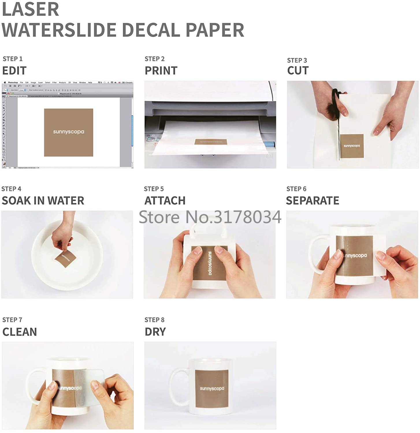 20 Lembar A4 Warna Putih Print - Waterslide Decal Paper ulasan dan harga
